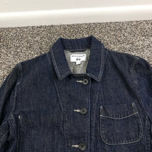 Uniqlo x Ines De La Fressange Jacket Denim Metal Button Up Blue Womens XXS - Picture 2 of 9